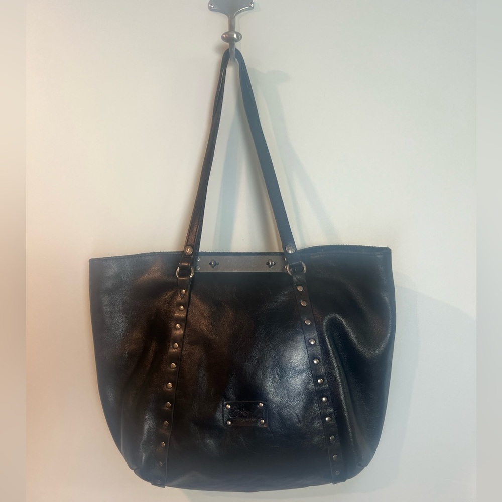 Patricia Nash Leather studded Tote Black Benvenuto